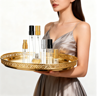 Mini flacon de parfum de voyage en verre avec vaporisateur plat rechargeable de 2 ml/3 ml/5 ml/10 ml et pompe en métal doré/argenté