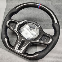 Volant de direction en cuir perforé personnalisé J Auto Sports, en fibre de carbone, forme D, 3 branches, G20/G30/G32 - Noir, couleur de couture personnalisée