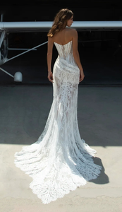 SS2446 Kimshein批发夏季新款女性优雅性感无肩带蕾丝长裙两件套时尚套装 - Product Image 4