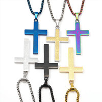 Collier religieux en acier inoxydable 316L plaqué or avec pendentif croix et verset biblique pour femmes et hommes