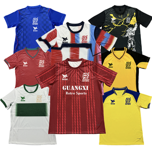 Jersey Retro Tim Sepak Bola Eropa Gaya Baru Lengan Pendek Bahan Polyester 100% Bernapas Cepat Kering Versi Thailand - Product Image 1