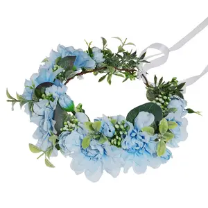 Dames Kunstbloem Hoofdband Bloemenkroon Bruiloft Zijde Bloem Haarband Bruids Haar Ring Krans Haaraccessoires Hoofddeksels