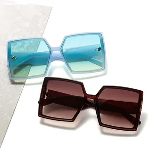 Live show Fashionable Square Large Fancy Color Best Hot Sale Tortoiseshell Metal Hinge Comfortable Sunglasses