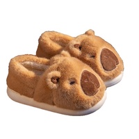 Chaussures en daim Capybara avec semelle EVA, nouveau style pour femme, chaussures d'intérieur parent-enfant, en velours chaud antidérapant, talon pour homme