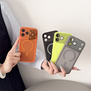 for <b>iphone</b> 17 pro max matte frosted magnetic hybrid case with covered camera,for <b>iphone</b> 17 pro max case with slide camera <b>stand</b> - Product Image 2
