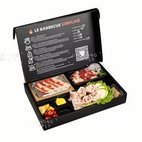 Boîte alimentaire jetable carrée en plastique et papier personnalisé, écologique, imprimée UV, pour grillades, plats à emporter, barbecue, bento, déjeuner