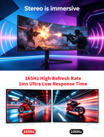 Moniteur de jeu incurvé 49 pouces 165 Hz 1 ms 5K DQHD pour usage commercial, idéal pour les projets de cafés gaming