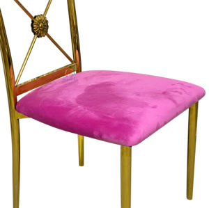 Ghế ăn tiệc bằng thép không gỉ bọc nhung màu vàng dành cho khách sạn, sự kiện, tiệc cưới - Product Image 6