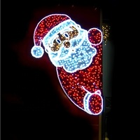 Tamaños personalizados 5 '6' 7 '8' 2D Santa Motif Lights Decoraciones navideñas montadas en postes iluminados comerciales para City Street