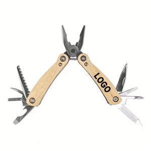 Alicates de Corte Plegables con Bloqueo y Mango de Madera, Herramienta Multiusos con Logotipo Personalizado Impreso en Bambú - Product Image 1