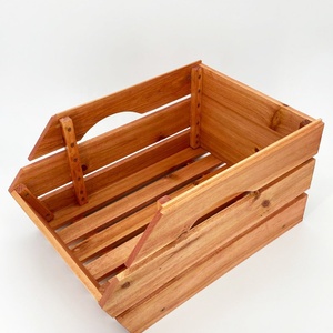 Germany Painting Brown Rectangular Vegetables Fruits Hollow Out Multi-purpose wooden storage fruit crate