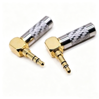 Câble pour casque stéréo 3,5 mm, prise en fibre de carbone dorée, coudé à 90 degrés