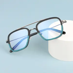 Lunettes en métal et bois recyclé, bloquant la lumière bleue, Logo personnalisé, lunettes de soleil en bois, monture optique à ressort