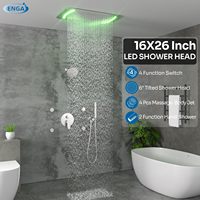 Promotion Système de Douche LED à Double Pommeau 26x16 Pouces, Pommeau de Douche Rectangulaire 6 Pouces, 4 Jets de Pulvérisation Corporelle, Robinet à Main