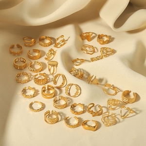 Anillo de Acero Inoxidable Chapado en Oro de 18k que No se Desvanece, Joyería de Moda Abierta y Ajustable para Mujer - Product Image 4