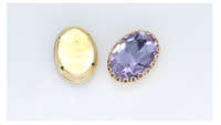 Kancing Kaca Oval G&J dengan Renda, Jahitan Tangan, Berhiaskan Berlian, Keranjang Bunga, Rhinestone untuk DIY, Bebas Nikel, untuk Pakaian, Sepatu, Tas