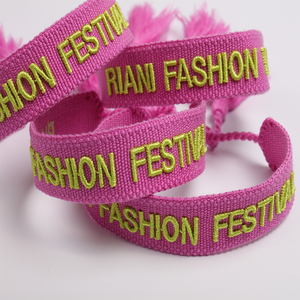 مخصص البوليستر الموسيقى حزب الأحداث التطريز شعار المعصم الفرقة معصمه شرابة قابل للتعديل أسورة منسوجة - Product Image 4