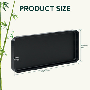 Black <b>Bamboo</b> Modern Multifunction Food Grade Square Serving Tray Vanity Organizer for Bathroom Kitchen & Coffee <b>Table</b> - Product Image 6