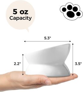 Elevated Ceramic <b>Cat</b> Food Bowl Tilted Raised Water Dish for Spine Protection and Anti Vomiting - Product Image 2