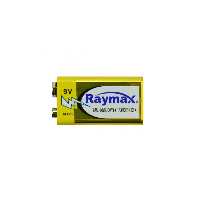 Raymax IEC Certificated 600mAh 6LR61 Zn/MnO2 9v 6LR61 Alkaline Dry Battery for Smoke Alarm