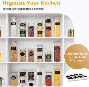 Ensemble de 42 boîtes de conservation hermétiques pour aliments avec couvercles, en plastique, pour l'organisation de la cuisine, céréales, farine, sucre - Product Image 3