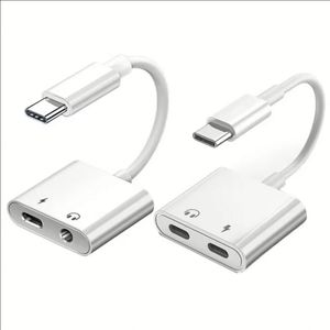 High Quality <b>Type</b> <b>C</b> Earphone Adapter 2 in 1 <b>USB</b> <b>Type</b> <b>C</b> to 3.5MM Headphones Jack Audio Adapter Cable Converter - Product Image 1
