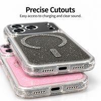 Coque de téléphone magnétique à paillettes C0559 pour iPhone 16 15 14 13 12 11 18 Pro Max 17 Air avec protection des coins