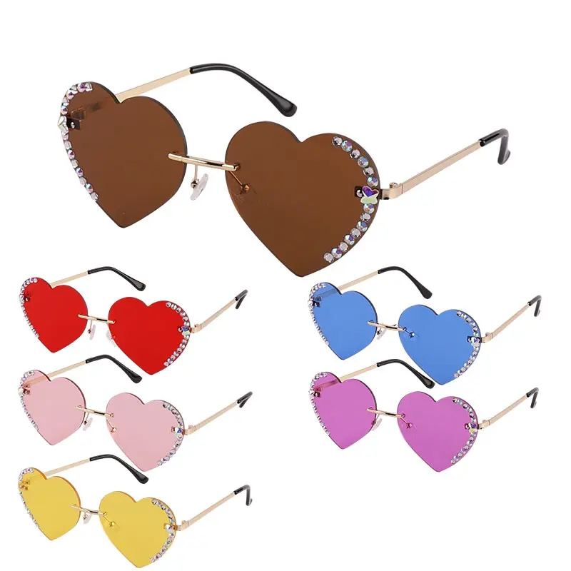 Frauen Persönlichkeit rahmenlose Diamant Herz Sonnenbrille New Fashion Love Y2k Sonnenbrille Love Heart Sonnenbrille