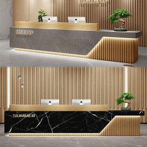 Bureau de réception moderne sur mesure de qualité supérieure en FRP, bois et métal pour bureau, hôtel, magasin, salon, clinique - Product Image 3