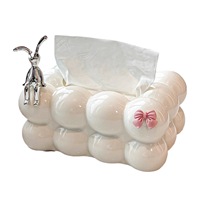 Porte-boîte à mouchoirs créatif en forme de nuage - Distributeur de serviettes en papier en céramique effet barbe à papa pour salon, table à thé et chambre à coucher