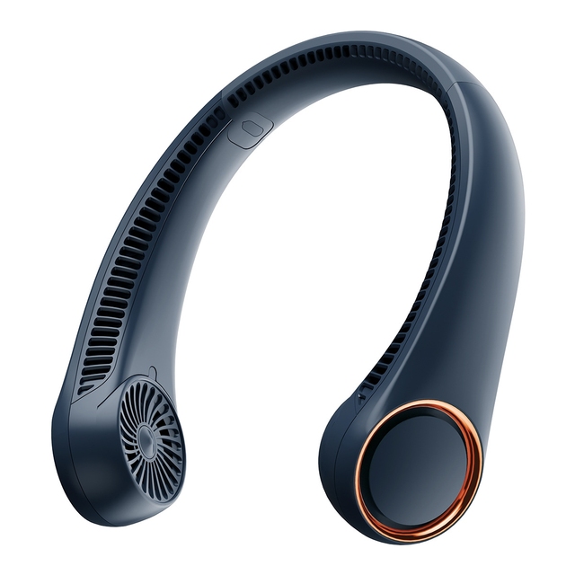 Portable Fan Hands-Free Wearable Bladeless Neck Fan USB Rechargeable 360 Cooling LED Display 3-Speeds Small Fan for Outdoor