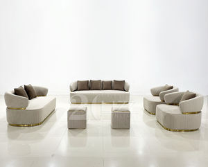 الفاخرة كراسي استراحة غرفة المعيشة المخملية مجموعة منحني الاقسام النسيج جولة مسند ذراع أريكة - Product Image 1