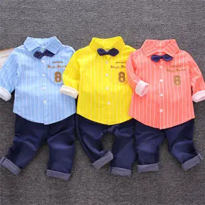 kids boys boutique clothing sets fall fashion stripe shirts + jeans 2pcs baby boys clothes sets