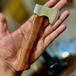 Industrial Mini Carbon Steel Viking <b>Axe</b> Customized Leather Ash <b>Wood</b> Handle Camping Hatchet Pizza <b>Cutting</b> Tomahawk Double Blade - Product Image 1