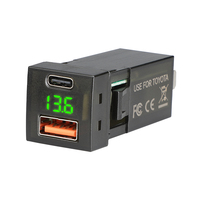 Chargeur USB de voiture 12V/24V pour Toyota, chargeur rapide USB 30W + Type C 18W intégré à la prise avec voltmètre numérique LED, adaptateur de téléphone de voiture