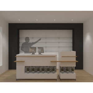 Bancone Reception Personalizzato per Cliniche e Farmacie, Design Moderno in Legno per Negozi al Dettaglio - Product Image 1