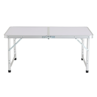 Table pliable réglable en hauteur, ultralégère, blanche, pour activités de plein air, camping, pique-nique, plage, etc.