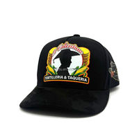 Gorra de Béisbol de Algodón Negro de Alta Calidad con Visera de Gamuza Suave, Parche Tejido con Impresión Completa Personalizada, Gorra Deportiva de Marca Alimentaria