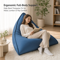Fauteuil pouf triangulaire OEM en tissu technique, inclinable ergonomique, pour salon et chambre à coucher, vente en gros