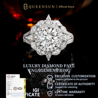 Bague de Mariage de Luxe Double Halo Florale pour Femme, Diamant de Laboratoire IGI Platine PT950 2 Carats DE VS