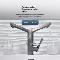 Robinet de lavabo Xinxi, monocommande eau chaude et froide, à poser sur le comptoir, avec cartouche céramique, finition or rose, monotrou, en cuivre léger
