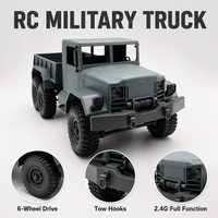 Camion de transport militaire RC à 6 roues, télécommande 2.4G, prêt à l'emploi, jouet électrique avec chargeur pour enfants, cadeau - Niveau expert en métal