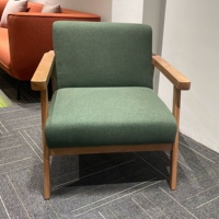 Fauteuil d'appoint en bois massif et tissu, style nordique moderne du milieu du siècle, avec accoudoirs en bois