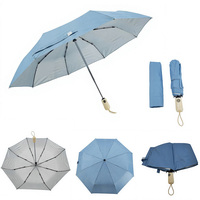 Parapluie bleu à 8 baleines avec revêtement argenté, ouverture et fermeture automatiques, coupe-vent, pliable, avec logo personnalisé, style moderne, vente en gros