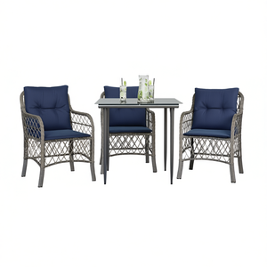 Conjunto de Bistro de 3 Piezas en Poliratán Gris con Cojines, Muebles de Jardín para Exteriores - Product Image 1