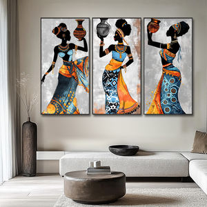 Cuadros Decorativos de Arte Africano de Mujeres Negras en Tríptico, Lienzos para Pared de Sala de Estar, Pósters y Cuadros Impresos al por Mayor - Product Image 4