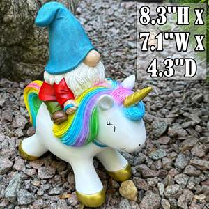 Statue de gnome <span class=keywords><strong>licorne</strong></span> <span class=keywords><strong>arc</strong></span>-<span class=keywords><strong>en</strong></span>-<span class=keywords><strong>ciel</strong></span> coloré pour décoration extérieure ou intérieure, ornement amusant pour jardin et terrasse - Product Image 5