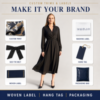 Robe personnalisée pour femme à col chemise torsadé, col en V, manches longues, coupe ajustée et évasée, longueur midi, fabricant OEM ODM sous marque privée