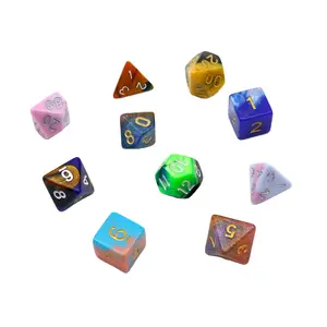 Diskon besar Aksesori permainan Batu Besar & dadu Resin permainan grosir batu permata plastik polihedral Set dadu Rpg