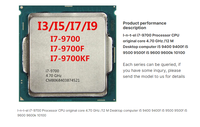 CPU Desktop huit cœurs i7 9700 9700F 9700KF Processeur Vente chaude I3/I5/I7/I9 FCLGA1151
